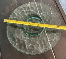 Vtg 1990s Green Libbey Orchard Fruit Chip and Dip Tray Platter no chips/cracks