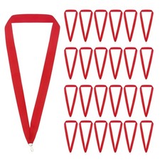 50 Pcs Award Neck Ribbons with Snap Clip Medal Lanyards, Red
