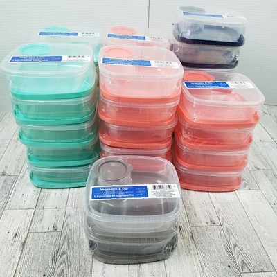 Vegetable & Dip Reusable Food Container Lid Lunch Snack Holds 2.69 cups