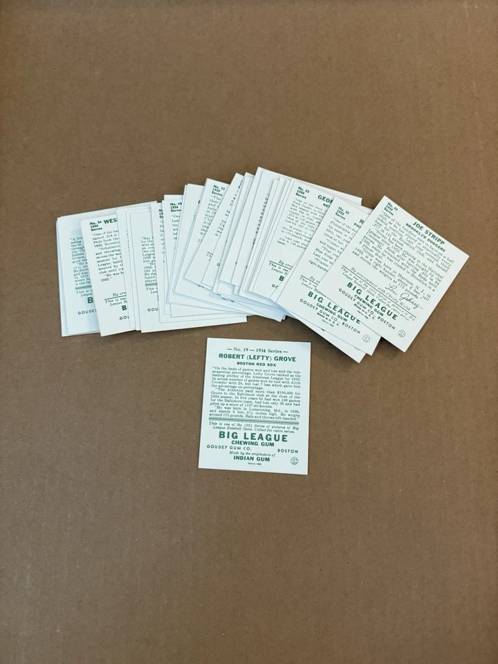 Gran lote de reimpresiones de Big League Goudey Gum Co 1934 sin engaños Foto 2 de 2