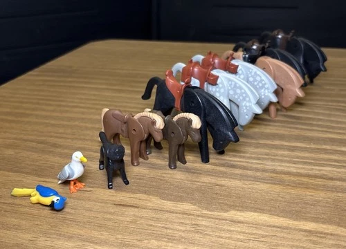 Playmobil Animal Lot of 11 Horses Dog Birds Vintage Farm Zoo Accessories