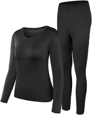 Thermal Underwear Women Ultra-Soft Set Base Layer Top & Bottom Long Johns with 