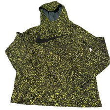 Nike Boys Hoodie XL Neon Green Black Camo Youth Dri Fit Swoosh Volt