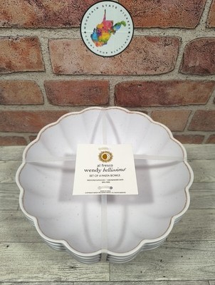 Al Fresco Wendy Bellissimo Set Of 4 Scalloped 9'' Pasta Bowls BPA Free NWT