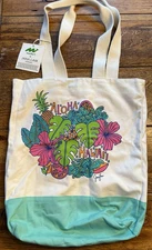 Maika'i + Jana Lam Hawaii Island Aloha Canvas Tote Hibiscus Print Bag Colorful
