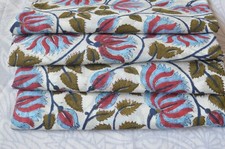 10 Yard Fabric Hand Block Floral Print 100 Cotton NO TARRIF CHARGES 100 ZK 167