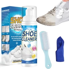 White Shoe Cleaner Kit with Brush & Towel for Sneakers, Leather, and Canvas