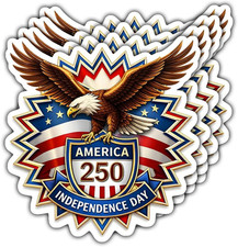 4 Pcs America 250Th Independence Day Stickers, Featuring Bald Eagle and Patrioti