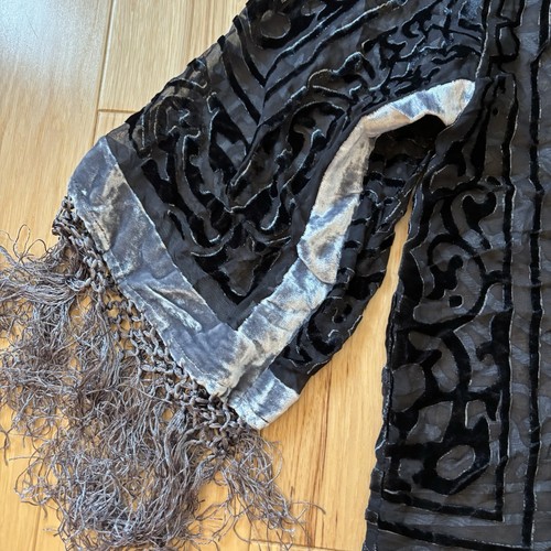 NWT Chico’s Collection Cora Velvet Open Front Burnout Fringe Accent Jacket S/M - Picture 6 of 12