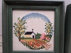 vintage Jiffy stitch barn and church completed cross stitch  — photo 3