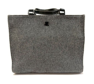 NICE Authentic Courreges Paris Vintage Lightweight Gray Wool Tote Bag Classic!
