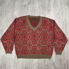 VTG 90S GENERRA COLLECTION CROPPED ABSTRACT KNIT V-NECK SWEATER ART OVERSIZED L