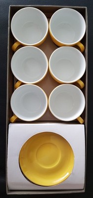 Neu DIBBERN SCHÖNWALD SOLID COLOR 6 Espressotasse Mokkatasse+Untertasse Gelb    