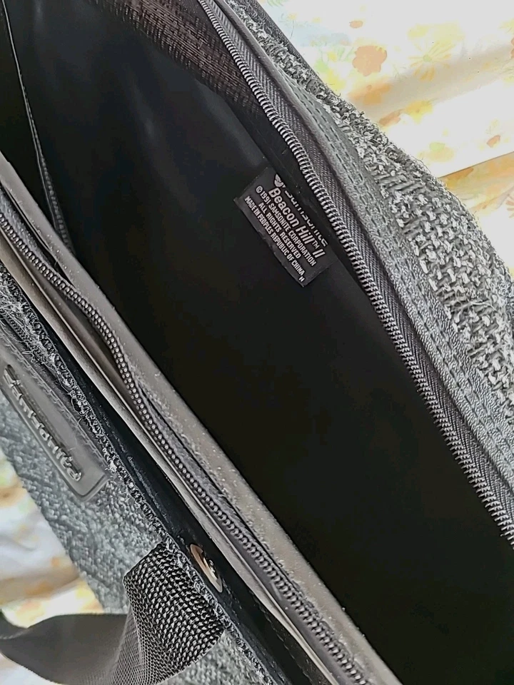 Vintage Samsonite 20" Shoulder Luggage Bag 1991 Black Gray Tweed Beacon Hill 2 - Image 3 of 4