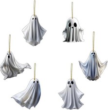6 Pcs Halloween Hanging Ornaments for Tree Cute White Little 1, Ghost-a-541