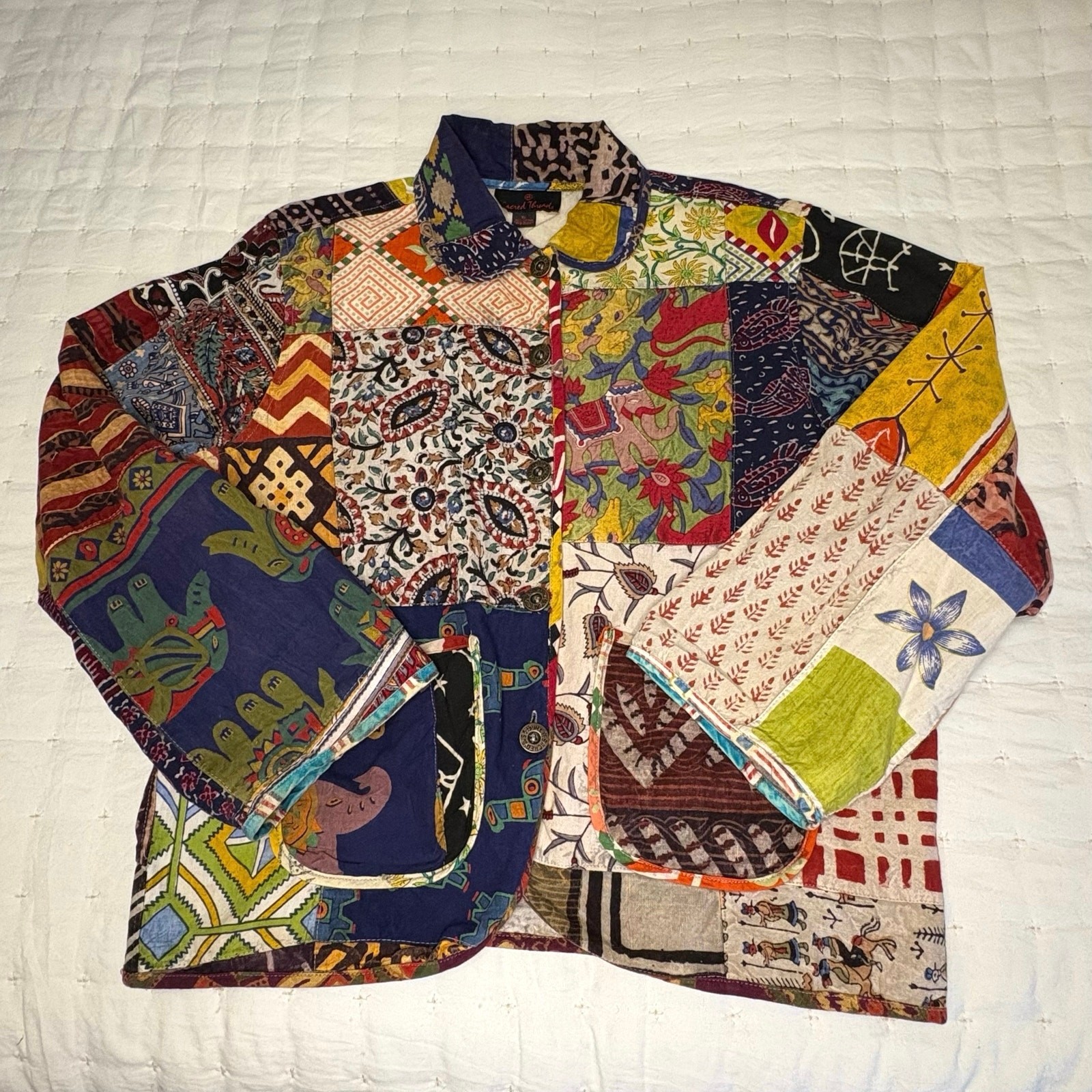 Vintage Sacred Threads Patchwork Cotton Jacket Wo… - image 5