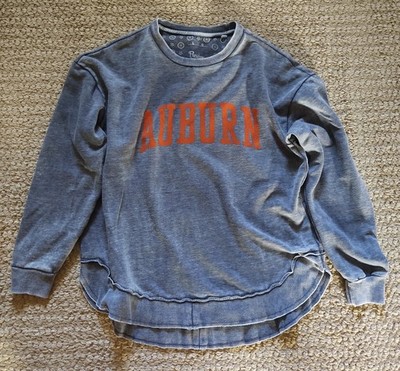 Women's Large Pressbox Slate Blue Auburn Tigers Vintage Wash Pullover Sweatshirt