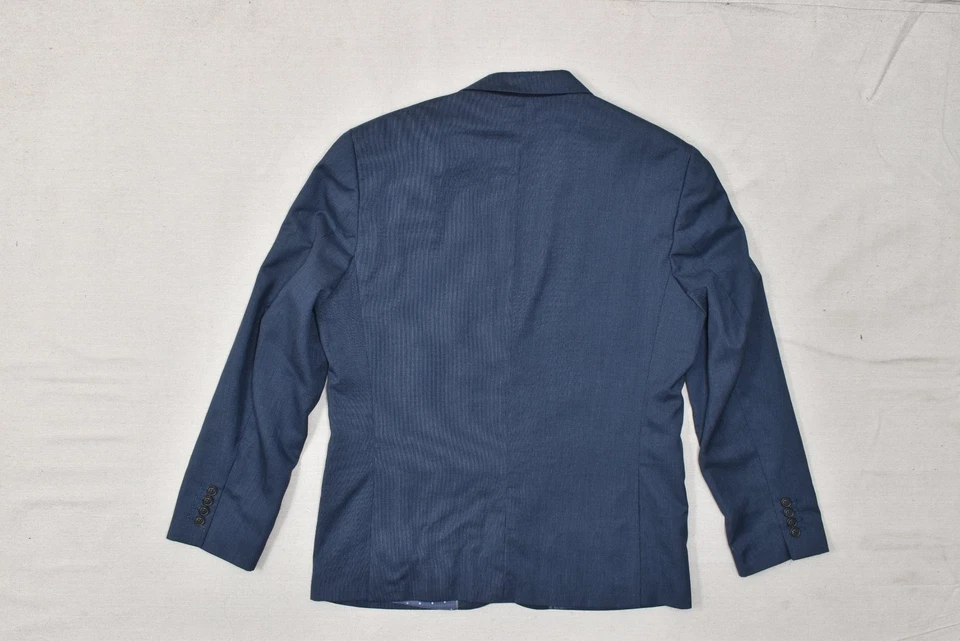 Perry Ellis Men's Slim Fit Navy Blue Two-Button Blazer Jacket 44 Short Polyester - Image 2 of 4