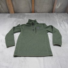 Patagonia Sweatshirt Kids Medium 10 Green Better Sweater 1/4 Zip Fleece Pullover
