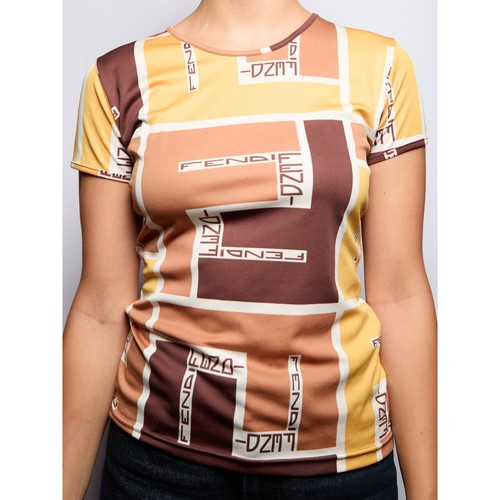 Fendi Brown Yellow Zucca Pattern Shirt