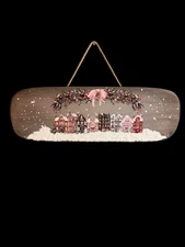 Upcycled Handmade Wooden Cutting Board Holiday Christmas Winter Wall Decor