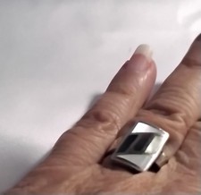 VINTAGE 925 SILVER UNISEX INLAY RING MOP ABALONE 7.5", 4.6g