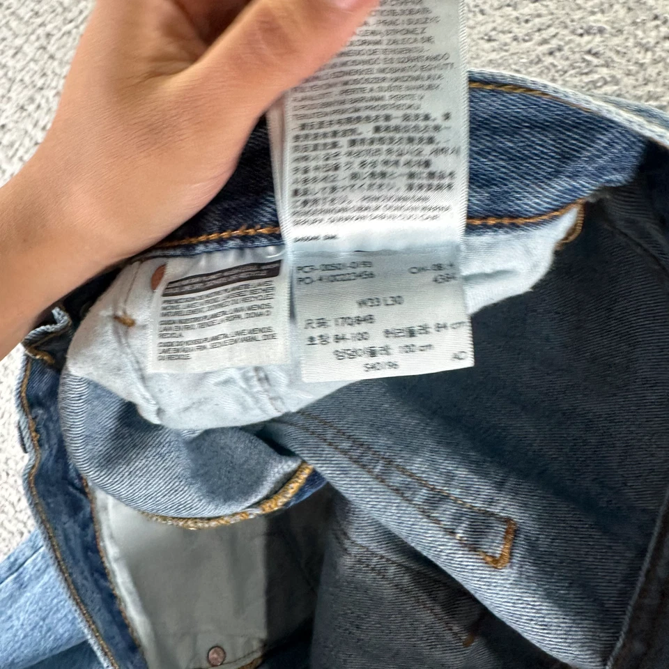 Мужские джинсы Levis 501 33x30 синяя джинсовая ткань хлопок прямые на пуговицах эластичная рабочая одежда - Изображение 4 из 4