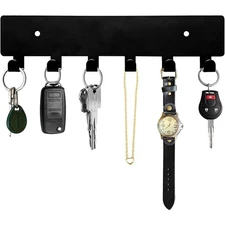 Wall Mounted Key Holder with 6 Hooks Self Adhesive Key Rack for Hallway Entryway