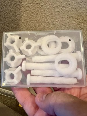 4 Sets Toilet Seat Bolt Kit Plastic Screws Nuts Washers Lid Fix Replacement