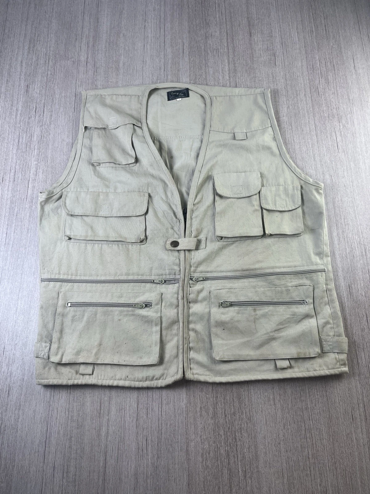 Sun & Ice Italy Style Multi-Pocket Utility Fishing Vest Beige Size L Vintage