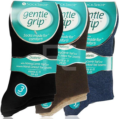 NEW MENS GENTS DIABETIC NON ELASTIC COMFORT SOFT TOP GENTLE GRIP SOCKS COTTON
