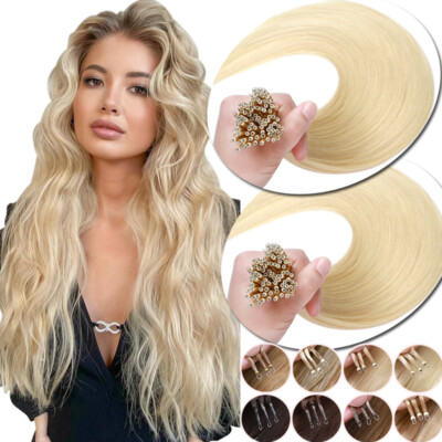 Nano Ring 100% Human Remy Hair Extensions Micro Loop Beads Thick Blonde 150g US