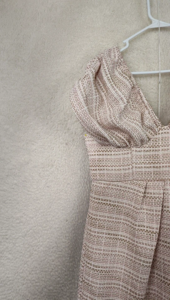 Asos Women Dress 12 Pink Textured 100% Polyester V Neck Front Slit Knee Length - Image 3 of 4