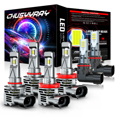 LED Headlight Hi-Lo Fog Light Bulbs Kit FIT Ford F150 Crew Cab Pickup 2015-2023