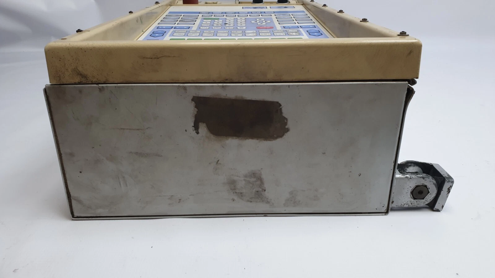 End of the MC3 panel housing with label residue and swivel bracket