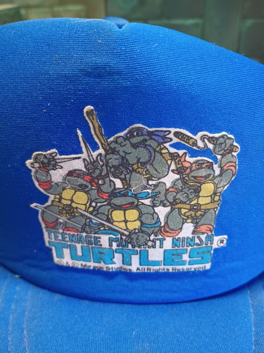 Vintage 90's TMNT ninja Turtles Blue Snapback Mesh Trucker Hat Cap