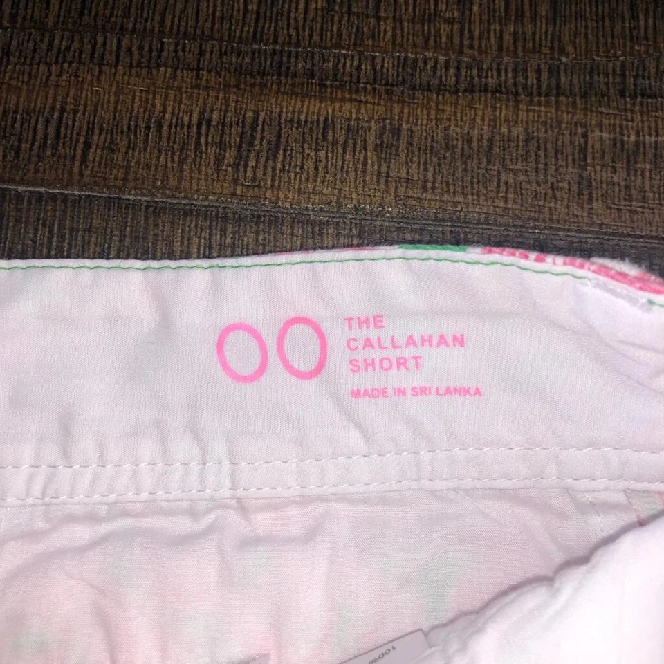 Shorts de praia Lilly Pulitzer tamanho 00 The Callahan rosa flamingo colônia listra lateral - Imagem 4 de 4