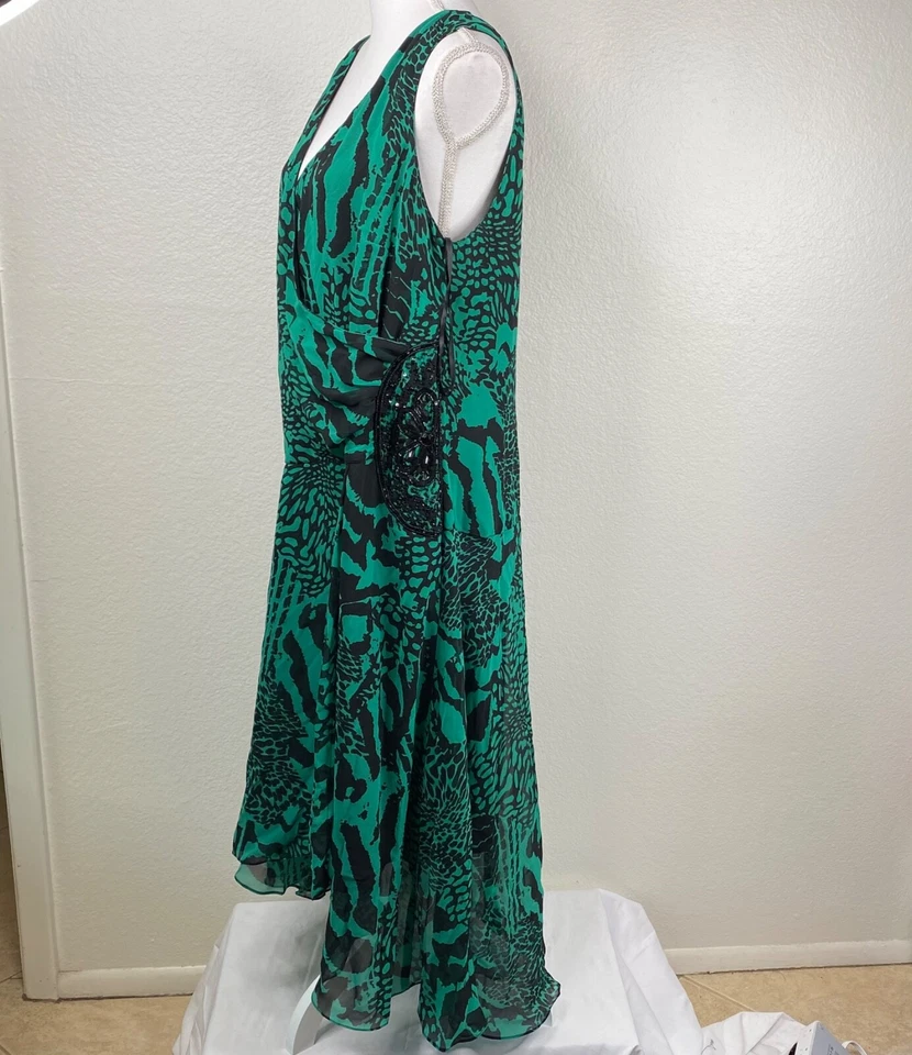 Vestido feminino Bella azul plus size verde tamanho 22 envoltório falso enfeitado alto baixo - Imagem 4 de 4