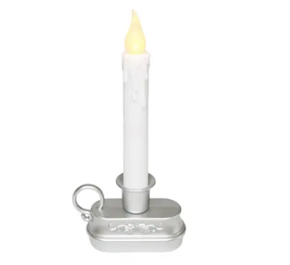 GE LED Flickering Window Candle Battery Powered with Timer Silver Base - Image 4 of 4