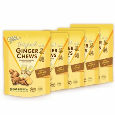 5 PACK PRINCE OF PEACE GINGER CHEWS CANDY SWEET & SPICY CHEWY ORGANIC VEGAN
