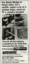 1977 Vintage Print Ad Use Quick-Wedge to hang a door Screw-holding Screwdrivers