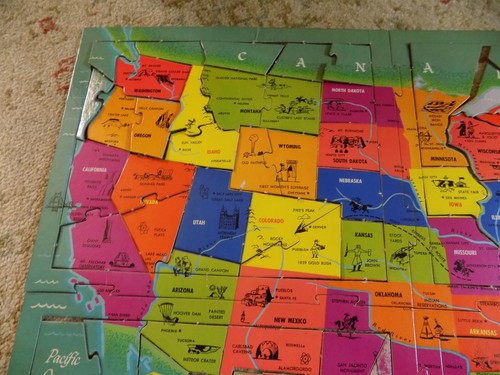 Vtg S&M 1969 Child Guidance Giant die-cut United States Map Puzzle MISSING 1 PC - Picture 6 of 9