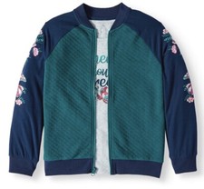 Girls Wonder Nation Bomber Jacket Graphic T-Shirt Blue Cove NWT Small 6-6x