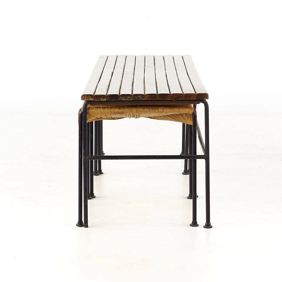 Arthur Umanoff for Raymor Mid Century Iron Bench with Nesting Stools - Image 4 of 4
