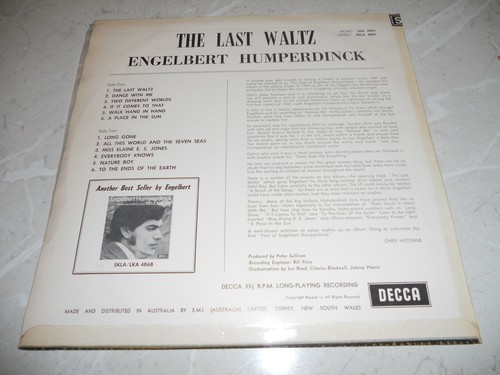 Engelbert Humperdinck "The Last Waltz" 1967 LP Pop Decca SKLA4901 EX - Picture 2 of 4