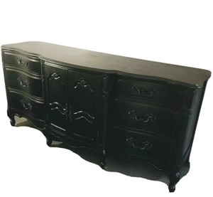 Vintage Black Glam French 9 Drawer Dresser Buffet Credenza Sideboard Ebay