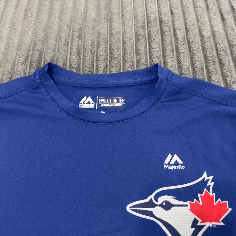 Camiseta Majestic Evolution Toronto Blue Jays Youth XL Azul Cool Base Performance Foto 4 de 4
