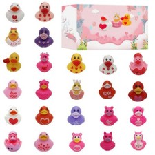 24Pcs Valentine's Day Ducks Rubber Small Rubber Duck Bath Tub Decor Party Favors