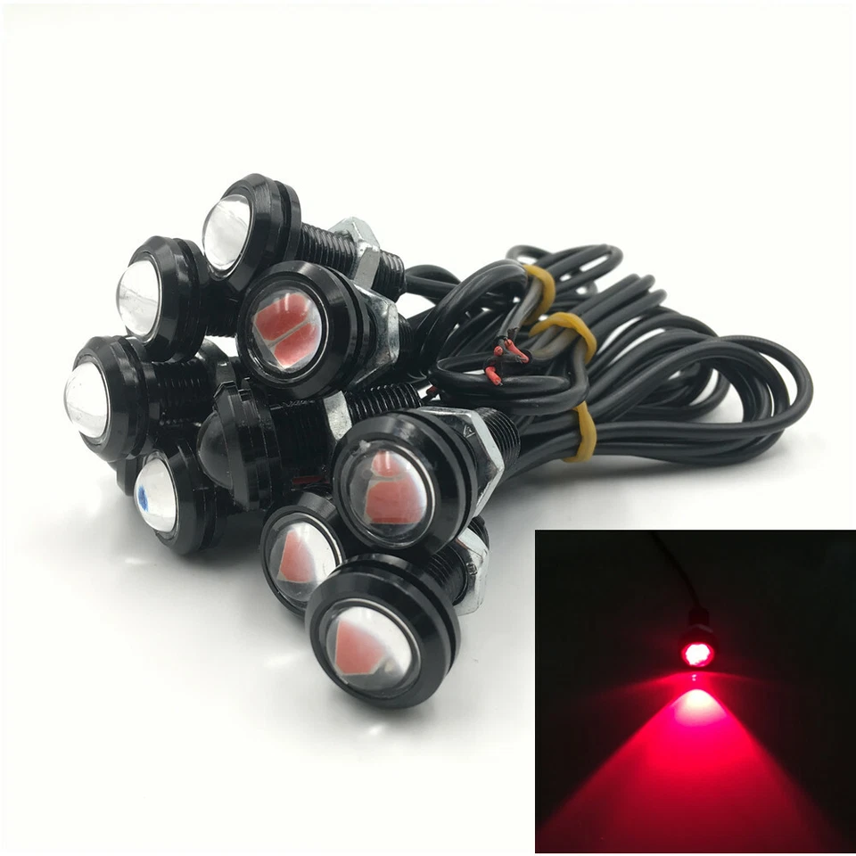 10X Red Motor Car 9W 18mm Eagle Eye Light LED DRL Daytime Running Backup Lamp - Image 4 of 4