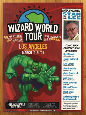 2004 Wizard World Los Angeles Print Ad/Poster Marvel Stan Lee Hulk Promo Art 00s